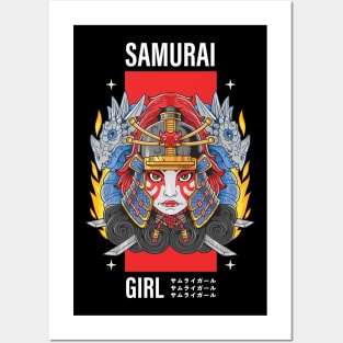 Flamboyant Samurai Girl Japanese Design Posters and Art